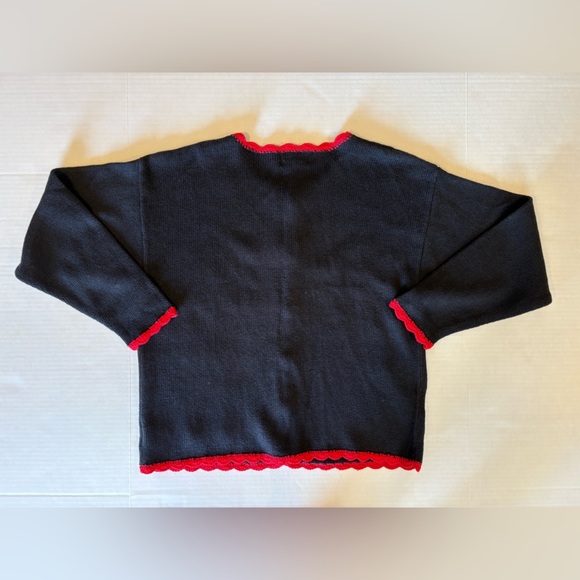 Vintage Basic Editions Holiday Christmas Cardinal black cardigan size medium - Picture 5 of 7